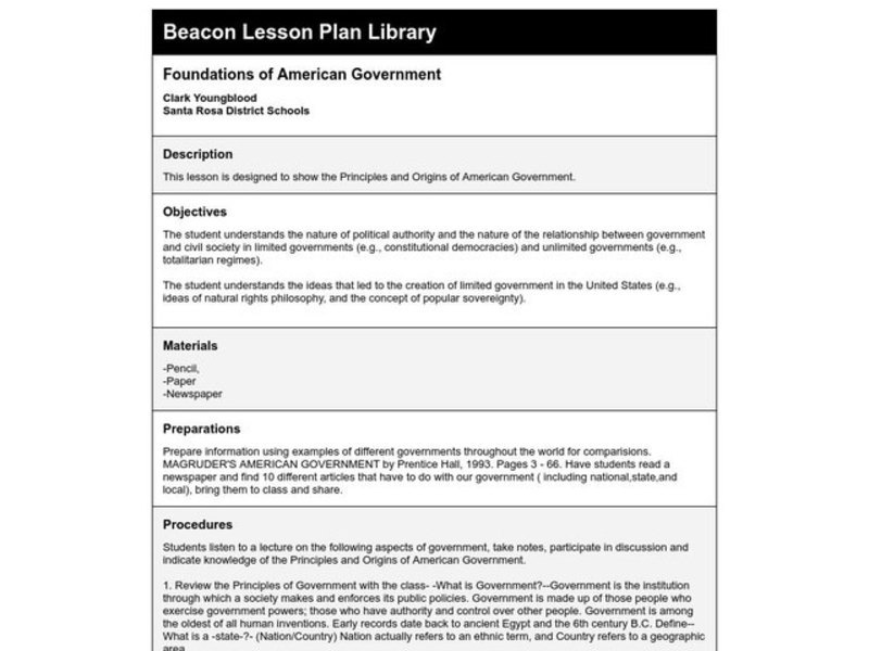 Foundations of government lesson quiz 1-1